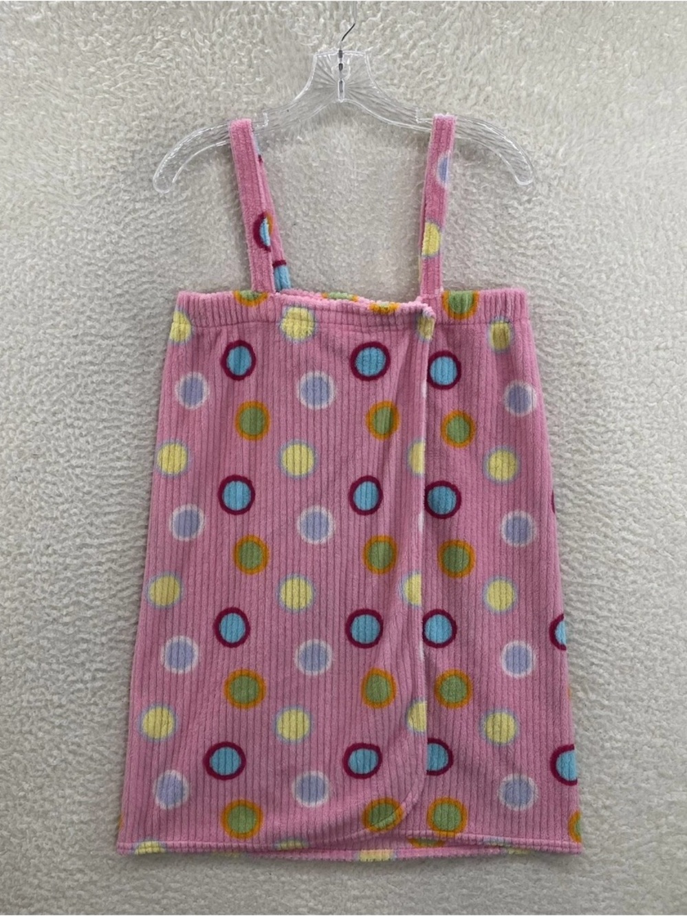 Y2K Vintage Bath Robe Swim Cover up Towel Dress Pink with Polka Dots